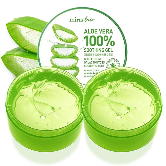 Aloe Vera Gel for Face, Skin, Hair & Sunburn Relief, Made with 100% Pure Aloe Gel for All Skin Types. Made in Korea. 300ml (10.1fl.oz) (2)