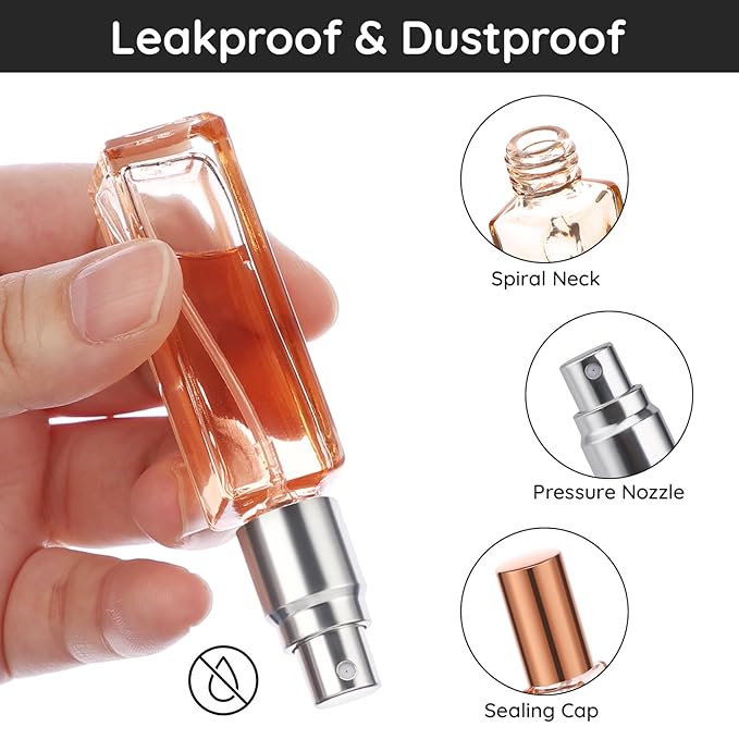 Segbeauty Portable Mini Perfume Atomizer Bottle, 5pcs Empty Refillable Cologne Spray Bottles, 10ML Small Travel Glass Perfume Bottle Fine Mist Sprayer Scent Pump Case for Cologne Fragrance