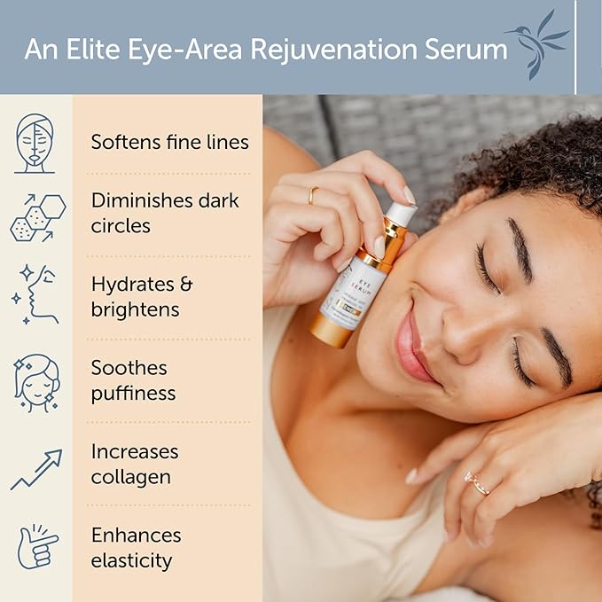 Renew Vegan Under Eye Serum for Dark Circles and Puffiness - Aging Skin Serum for Eye Bags, Fine Lines, Wrinkles, Crows Feet with Borage and Primrose - 0.5 Ounces