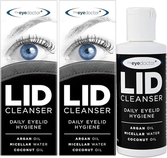 The Eye Doctor Lid Cleanser Twin Pack - Eyelid Cleanser Remove Debris Dirt & Make-up from Eyelids - Suitable for Sensitive Eyes - Contains Argan Oil Coconut Oil & Micellar Water 2X 100ml Bottles