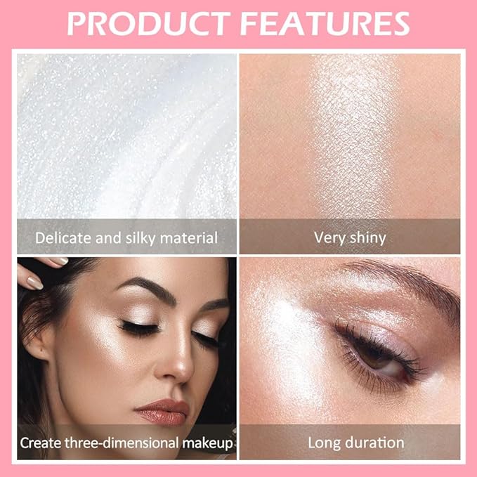 evpct White Silver Face Highlighter Makeup Liquid for Bomb Illuminators