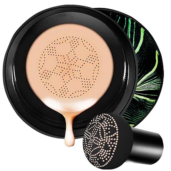 Moisture Cushion CC Cream Foundation for Mature Skin - Flawless Concealer BB Cream with Mushroom Head, Long-Lasting Waterproof Air Cushion CC, Natural honey and pine Makeup cream, Even Skin Tone（02#）