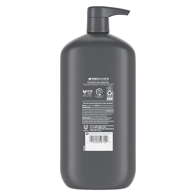 DOVE MEN + CARE Purifying Shampoo Charcoal + Clay 2 Pk for Stronger, More Resilient Hair, with Plant-Based Cleansers, 31 oz