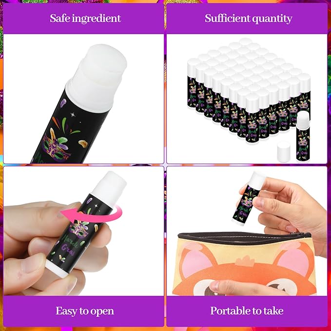 48 Pcs Mardi Gras Lip Balm Gift