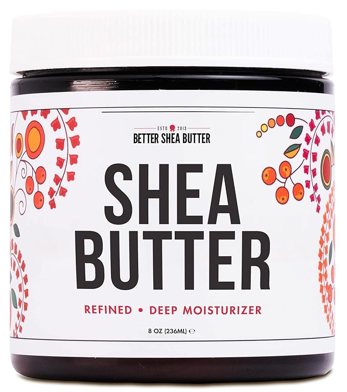 Refined Shea Butter Unscented - 100% Pure African Shea Butter for Hair & Dry Skin - Soap Base - Face & Body Moisturizer, for DIY Whipped Body Butter & Lip Balm 8 oz Jar