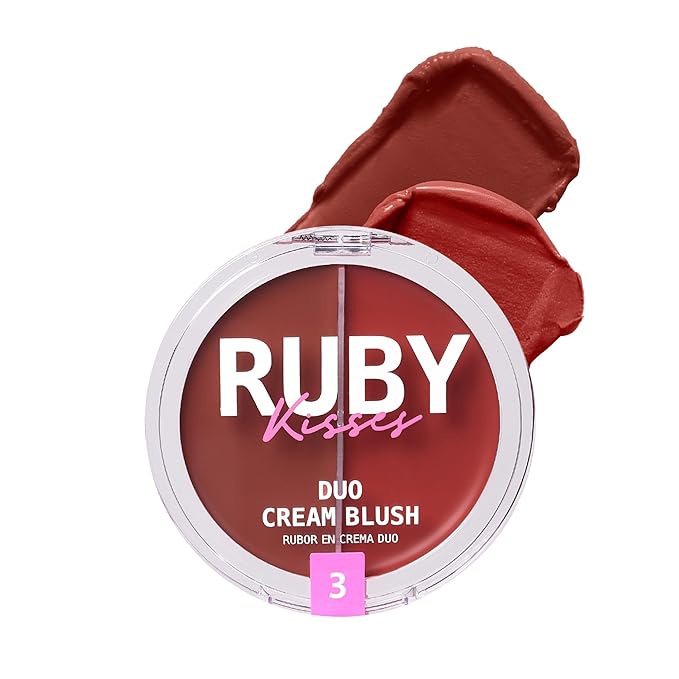 Ruby Kisses Duo Cream Blush, Smooth, Natural-Looking, Long-Lasting Face