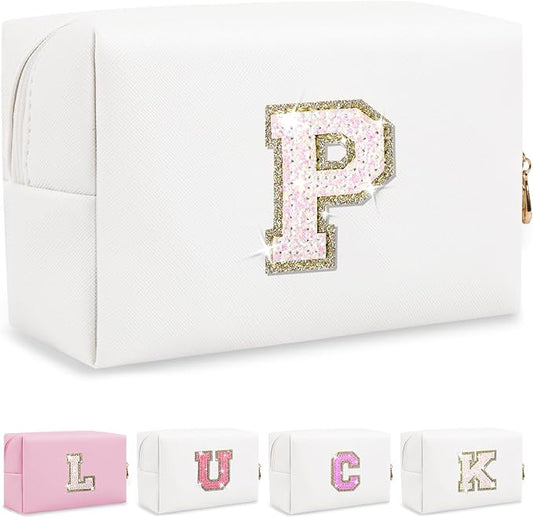 Personalized initial letter makeup bag,
