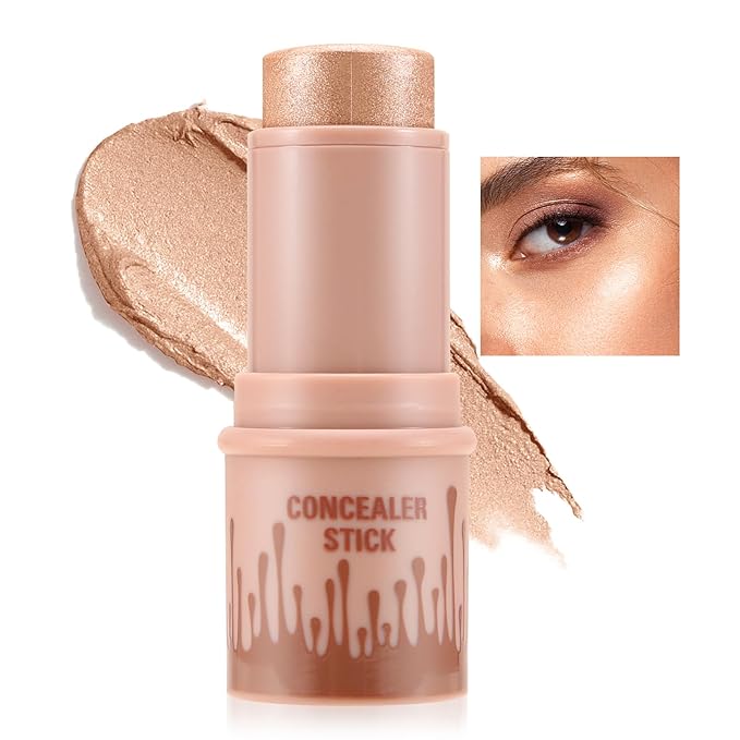 Cream Highlighter Stick, Shimmer Brightener Makeup Stick, Blendable for Women
