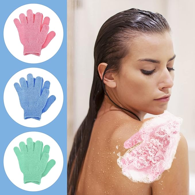 Molain 3 pairs exfoliating gloves