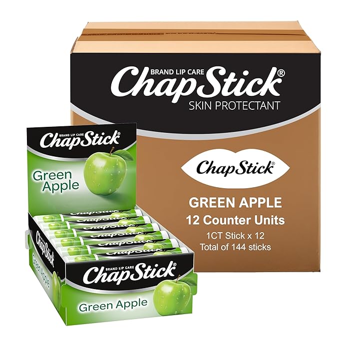 ChapStick Bulk Lip Balm Green Apple, Lip Care Tubes, 0.15 oz, 144 ct case