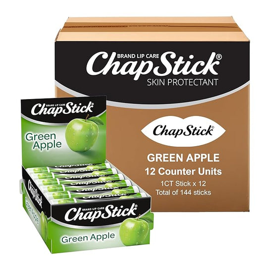 ChapStick Bulk Lip Balm Green Apple, Lip Care Tubes, 0.15 oz, 144 ct case