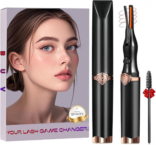 Heated Eyelash Curler - 2 in 1 Clip-Type Eyelash Curlers - Electric Eyelash Curler Rechargeable for 24H Long Lasting, 3 Heating Modes, 8S Fast Heating, Makeup Tool Gifts for Women Girls, Black-EA