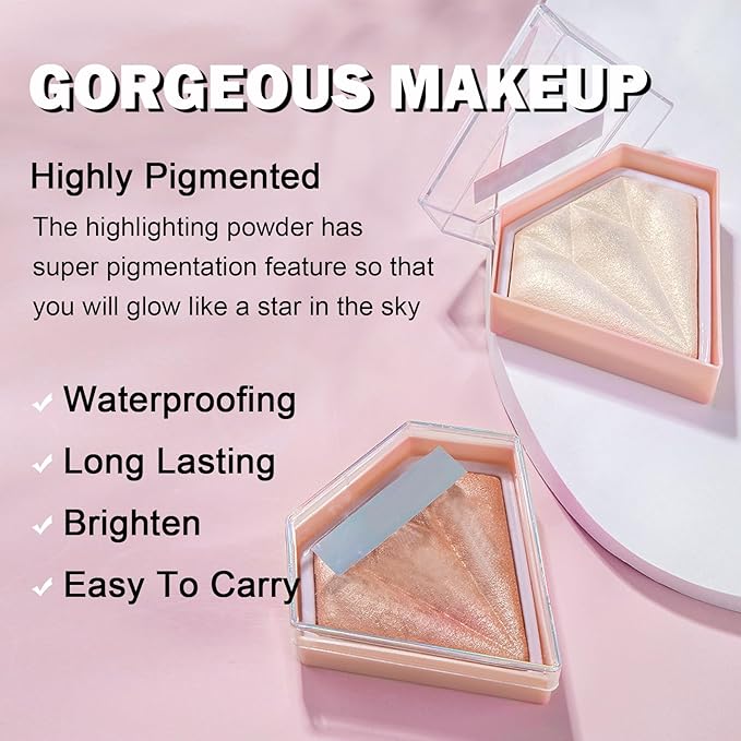 White Highlighter Makeup Palette Face Highlighter Powder Iluminadores De Maquillaje Narutal Shimmer Glitter Highlighter Blush Powder Makeup Palette-05 Mermaid Color