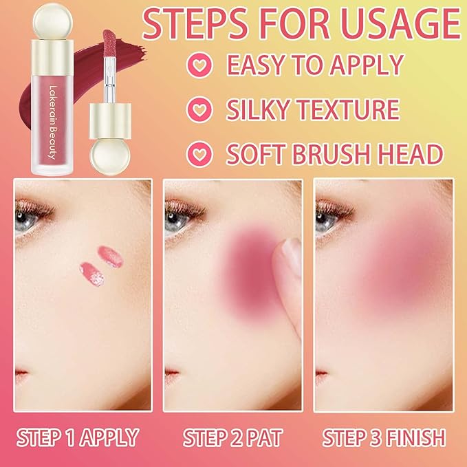 Liquid Blush,Natural Soft Cream Face Blush Matte Cheek Tint,Lightweight,Moisturizing,Waterproof,Long Lasting Face Blush Stick(5#)