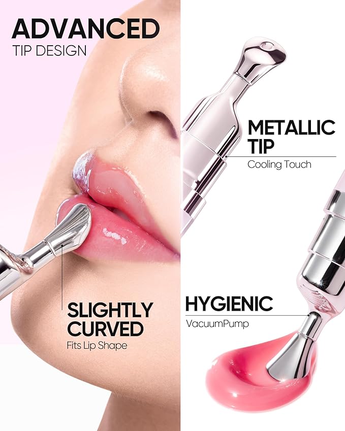 Hydrating Brightening Lip Serum, Nourishing Hydration Tinted Lip Stain, Plumping Lip Gloss with Polypeptide Squalane (03 Cherry Red)