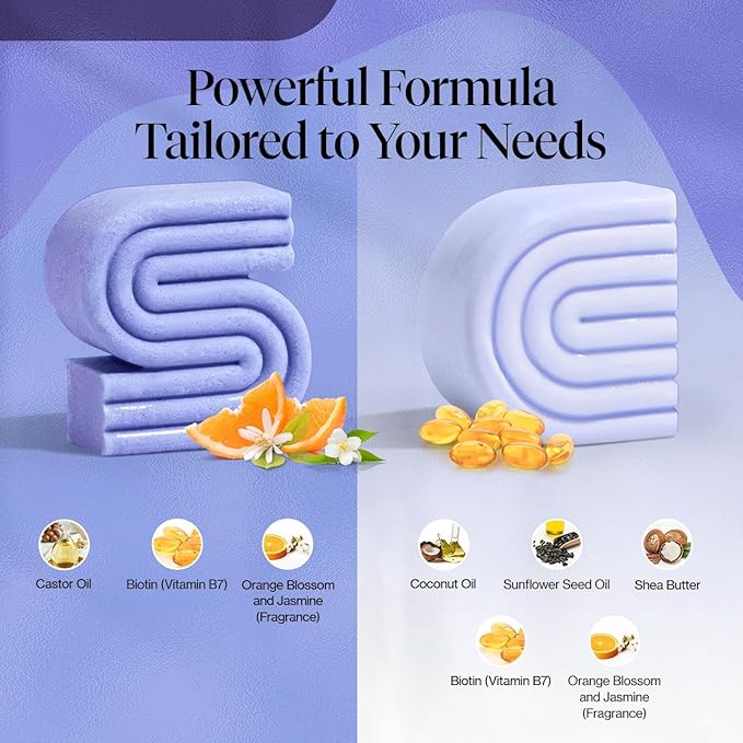 Kitsch Toning Purple Shampoo & Conditioner Bar Set For Blondes & Color Treated Hair - With Biotin for Strengthening & Neutralizing Brassy Tones - Vegan, Silicone & Sulfate Free - Made in USA