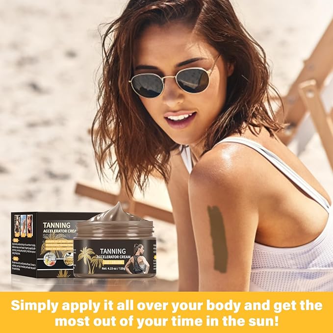 Tanning Accelerator Cream For Faster Tanning, 120g Tanning Cream, Brown Tanning Cream, Achieve Natural Tan Skin, Self Tanning Body Cream, Tanning Cream For Sunbeds & Outdoor, Body Self-Tanners