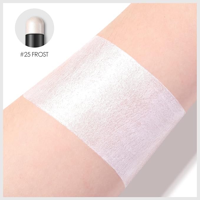 FOCALLURE Shimmer and Matte Cream Eyeshadow Stick,Smooth Brilliant Eye Brightener Pencil for Women,Long Lasting Waterproof Eye Shadow and Liners Makeup,FROST