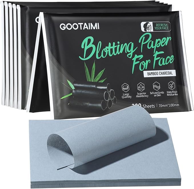 1200PCS Blotting Paper for Oily Skin, Natural Bamboo Charcoal Blotting Paper, 100 * 70MM Large Oil Blotting Sheets for Face, Makeup
