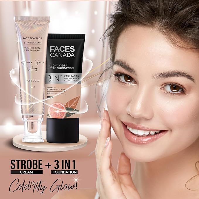 Strobe Cream - Rose Gold | with Shea Butter & Hyaluronic Acid | Hydrating & Illuminating Makeup | for Radiant Dewy Skin | 1.01 Fl Oz (30ml)