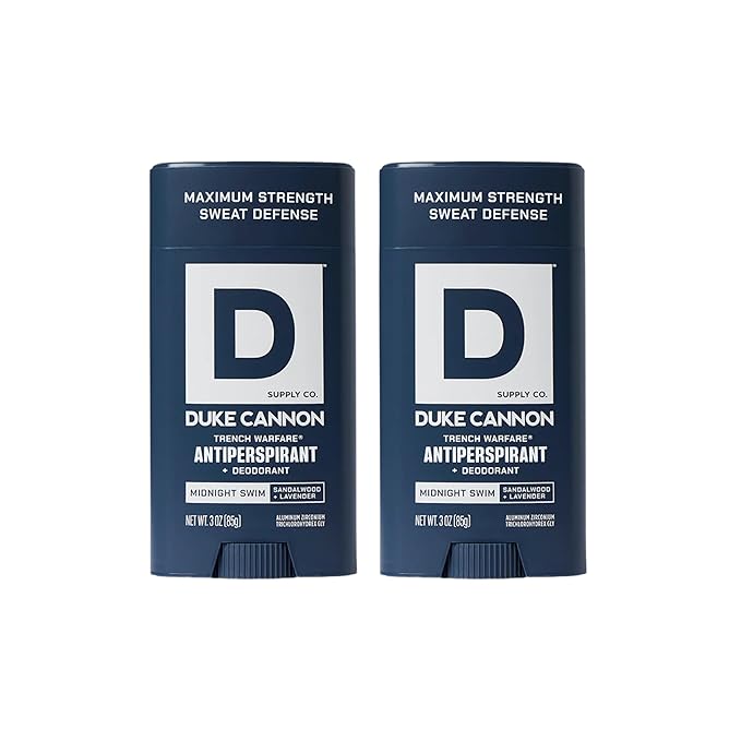 Duke Cannon Supply Co. Anti-Perspirant Deodorant for Men 3 oz. Midnight Swim, 2 Pack - Unique Masculine Scent, Odor Control & Soothe Skin