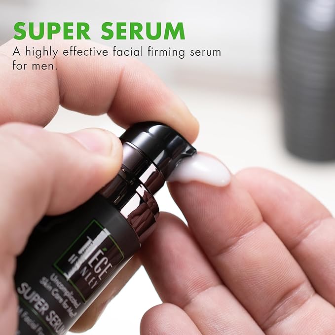 Tiege Hanley Anti-Aging Face Serum, SUPER SERUM (2-Pack) - Skin Tightening Facial Serum for Men - Mens Serum For Face with Sodium Hyaluronate & Retinyl Palmitate for Smoother & Tighter Skin, 0.5 Fl Oz