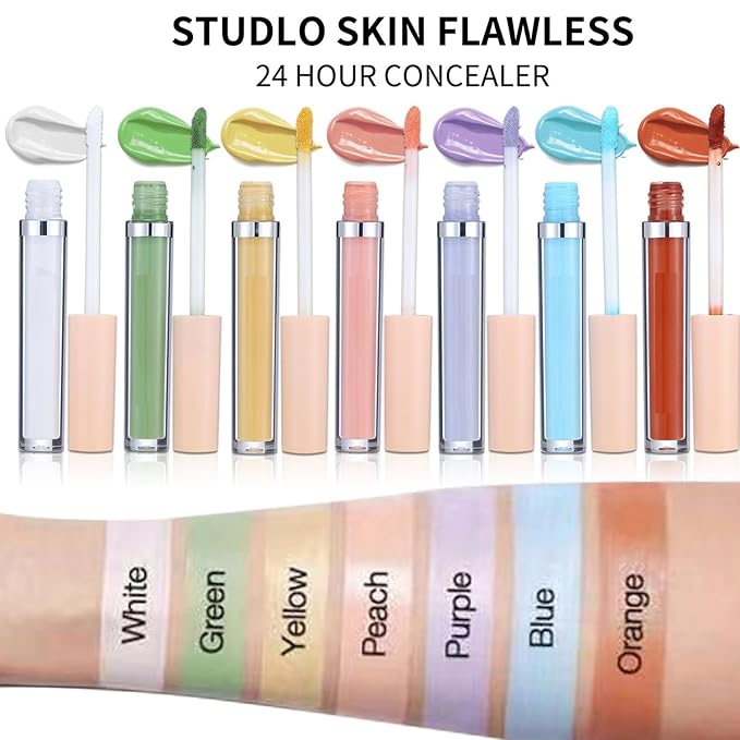 MAEPEOR Liquid Conceal Contour 7 Colors Cream Lightweight Liquid Concealer Contour Makeup for Concealing Blemishes, Brighten Dark Circles (Color 03 Blue)