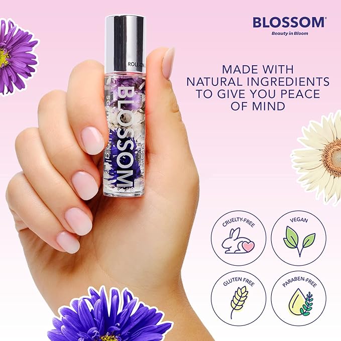 Blossom Scented Roll on Lip Gloss, Infused with Real Flowers, Made in USA, 0.40 fl oz, 2 pack, Cherry/Coconut