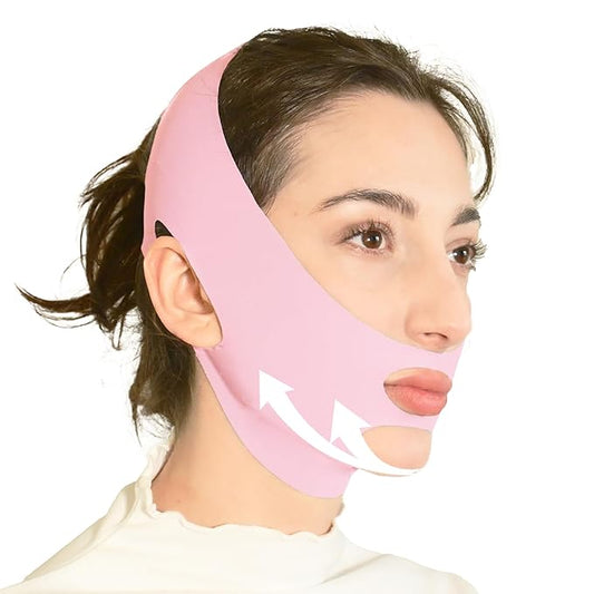 V Line Lifting Mask Chin Strap for Sleeping, Face Lifting Strap, Chin Strap, V Line Mask, Jawline Shaper, Jaw Strap, Double Chin Reducer, Face Lift Tape & Snoring Solution (Pink)
