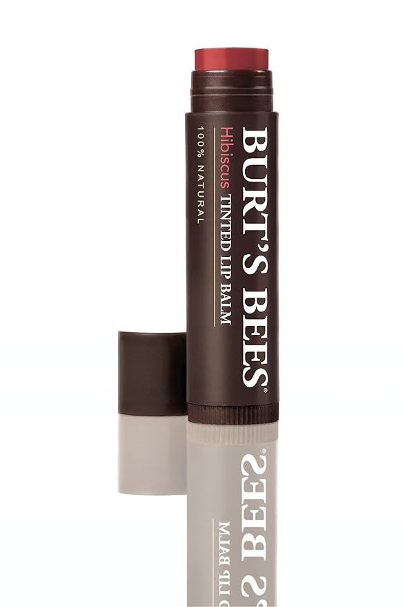 Burt's Bees 100% Natural Tinted Lip Balm, Hibiscus with Shea Butter & Botanical Waxes – 1 Tube