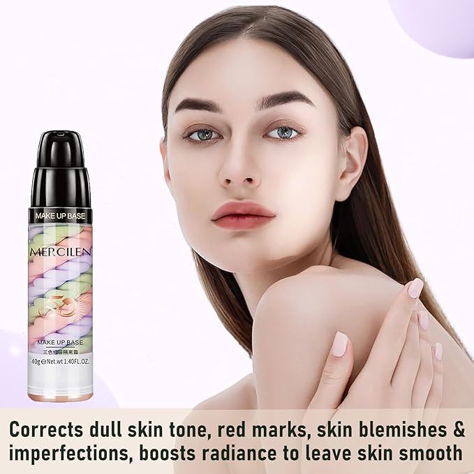 Primer Face Makeup Base, 3 In 1 Isolation Cream Color Corrector, Makeup Primer Skin Tone Correcting and Brightening Primer, Oil Control Moisturizing Face Primer to Hide Wrinkles and Fine Lines