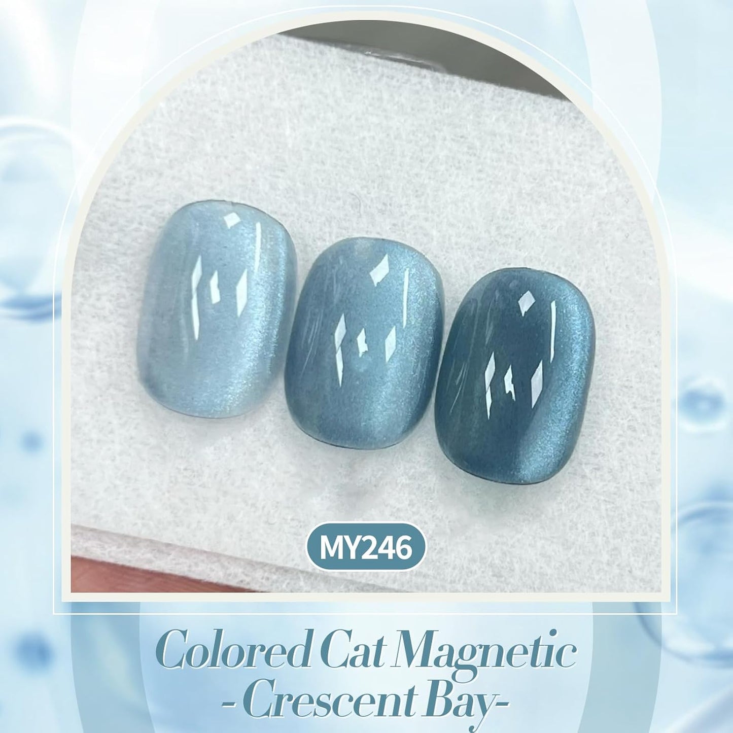BORN PRETTY Cat Magnetic Eye Gel Nail Polish, Blue Glitter Cat Magnetic Gel Nail Polish, Crescent Bay Magnetic Nail Polish for Nail Art Manicure Salon DIY at Home 15ML