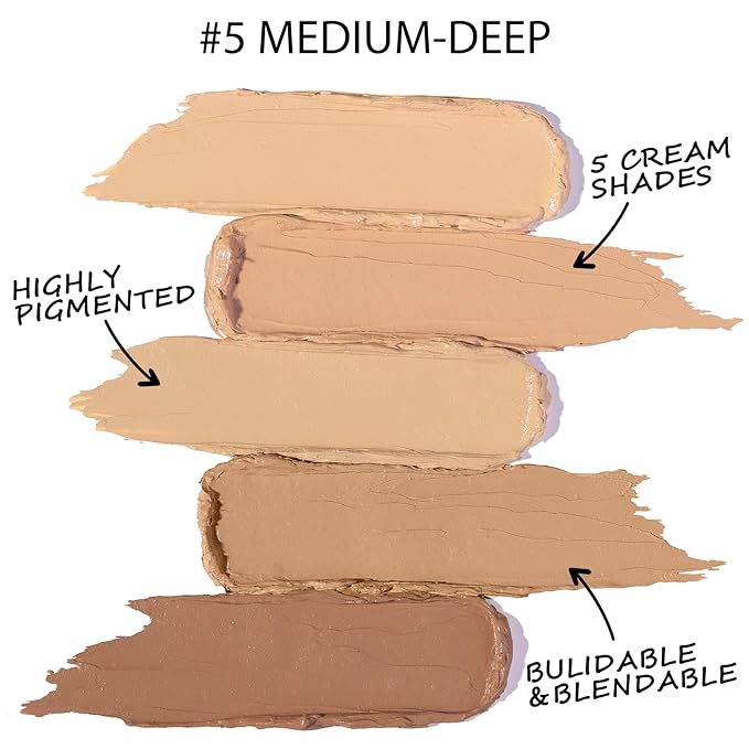 5 In 1 Multi-Use Correcting Concealer Palette,Waterproof Long Lasting Contour Palette,Professional Creamy Concealer Kit for Women,Easy to Create Full Coverage and Natural Finish.#5