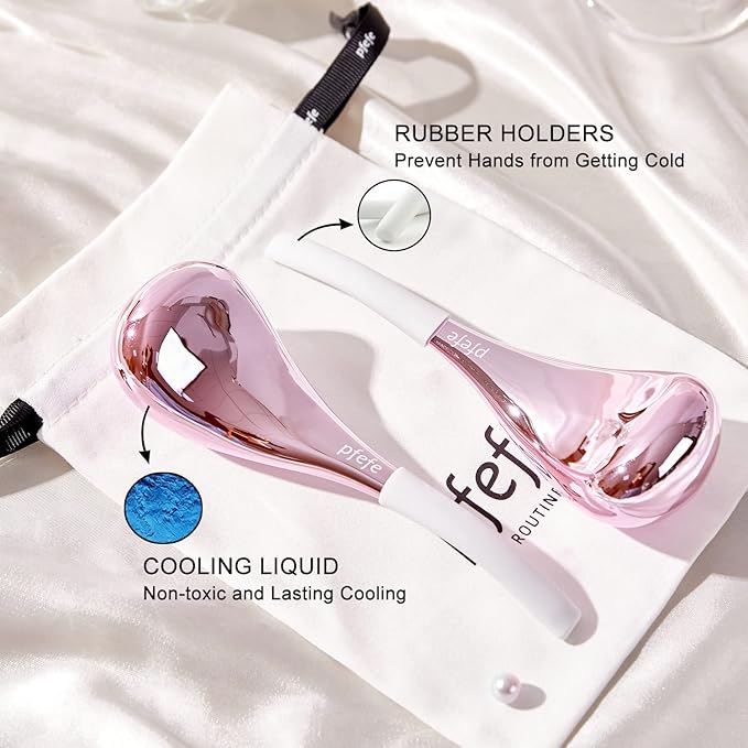 Cryo Sticks for Face, Ice Globes Cryo Globes for Facials, Esthetician Supplies Gifts, Unbreakable Stainless Steel Ice Roller Cooling Spa Balls with Storage Case