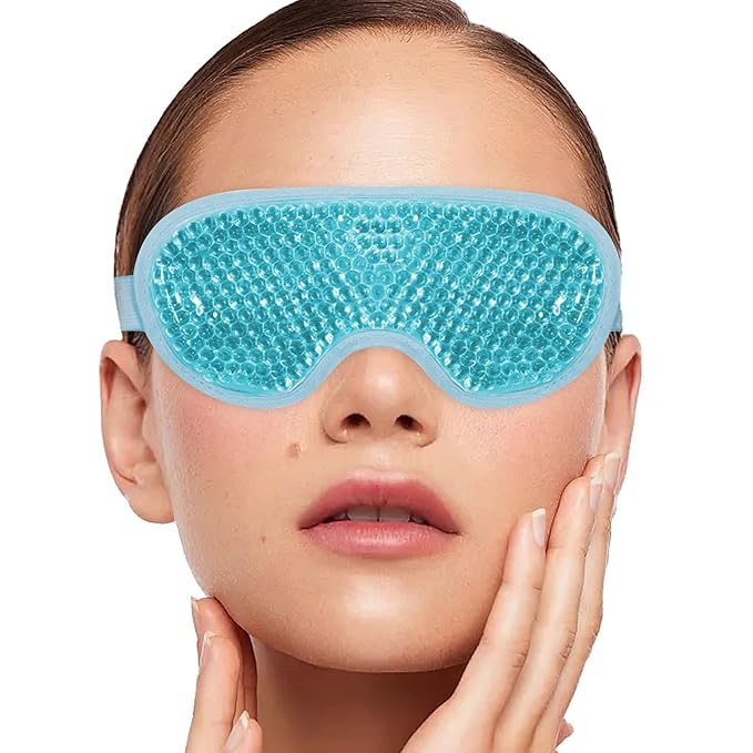 Cold Face Eye Mask Ice Pack for Dark Circles,Eye SPA,Pressure,Cooling Face Masks for Women Sleeping,Skin Care Gel Beads Hot Cold Use Ice Facial Mask