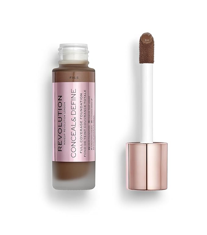 Makeup Revolution Conceal and Define Concealer, Full Coverage & Matte Finish, C17.7 for Dark/Deep Skin Tones, Vegan & Cruelty-Free, 0.7 Fl Oz