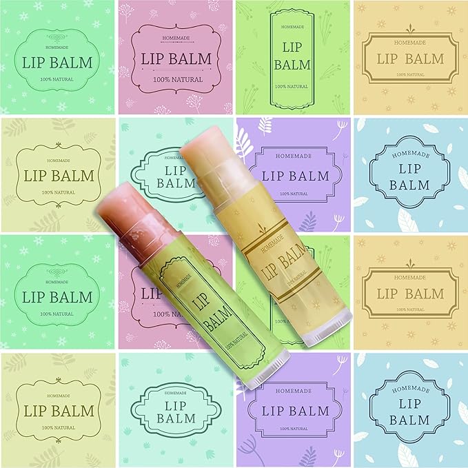 CRASPIRE Lip Balm Labels 80pcs Homemade Lip Balm Labels 2” Clear Lip Balm Labels for Tubes Printable Waterproof Lip Balm Stickers Labels for Lip Balm Handcream Candle Container（British Style-Color）