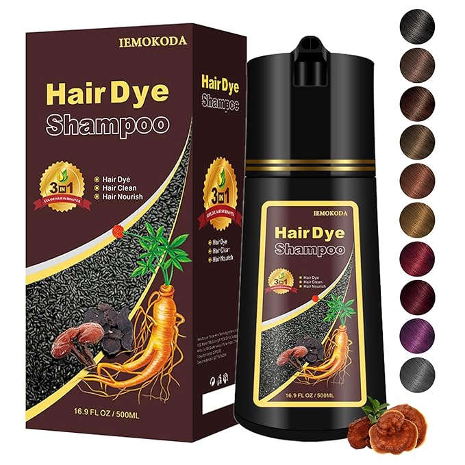 Hair Dye Shampoo, Gray Hair Coverage Dye Shampoo, Hair Color Shampoo for All Hair Types, Champu Para Canas, Suitable for Home and Salon (Dark Wine Red)