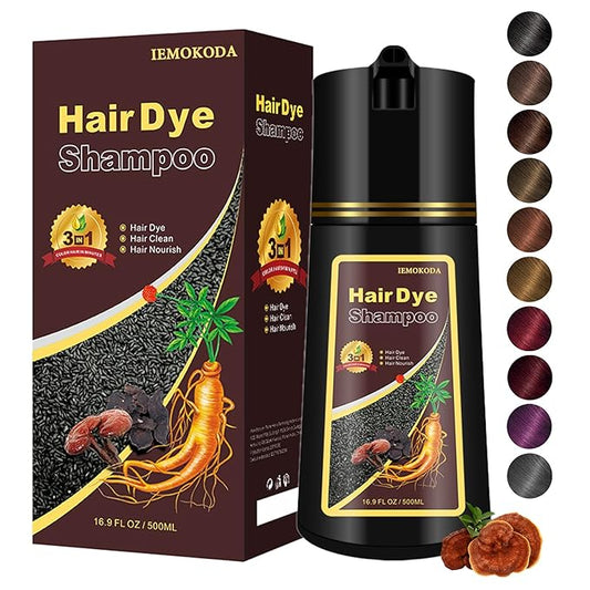 Hair Dye Shampoo, Gray Hair Coverage Dye Shampoo, Hair Color Shampoo for All Hair Types, Champu Para Canas, Suitable for Home and Salon (Black)