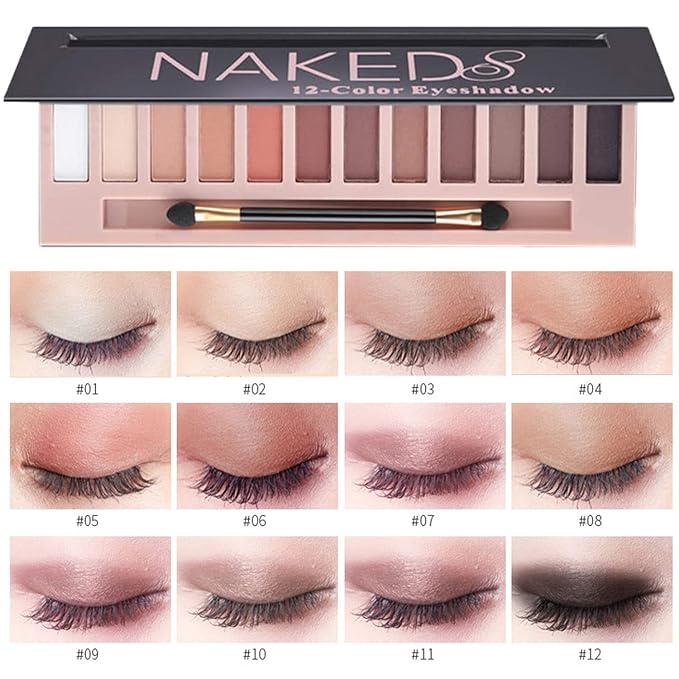 2 Pcs 12 Colors Eye Shadow Palette,Nude Matte