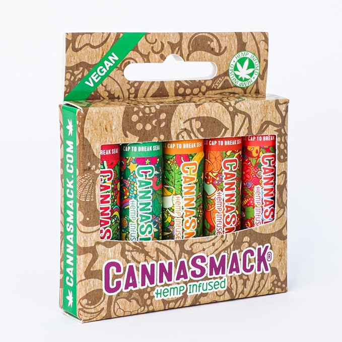 CannaSmack Vegan Hemp Lip Balm - 5 Flavors Included - Soothe, Moisturize, Hydrate, Protect, & Nourish Dry Chapped or Irritated Lips - Made with Hemp Seed Oil, Natural, & Botanical Ingredients