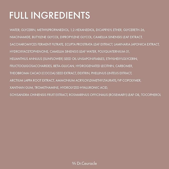 Dr.Ceuracle Vegan Kombucha Tea Gel Cream - Korean Skincare Lightweight Watery Hydrating Moisturizer with Kombucha Tea Extract, Sunflower Seed Oil (75g / 2.64 oz.)