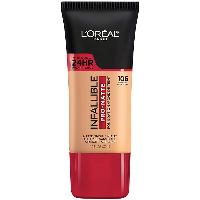 L'Oreal Paris Cosmetics Makeup Infallible Pro-Matte Liquid Longwear Foundation, Sun Beige, 1 fl oz