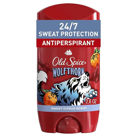 Old Spice Aluminum Free Deodorant for Men, 24/7 Odor Protection, 24/7 Freshness & Lasting Scent, Goes on Clear, Wolfthorn with Sweet Citrus Scent, 2.6 oz