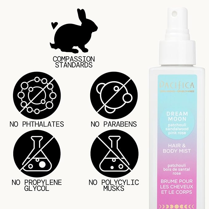 Pacifica Hair Perfume & Body Fragrance Spray Mist - Dream Moon with Vanilla, Almond & Spices – Alcohol-Free, Vegan & Cruelty-Free, 6.5 oz