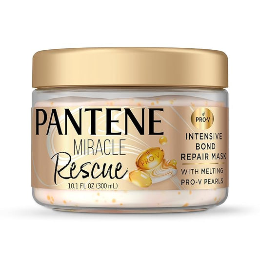Pantene Miracle Rescue Hair Mask, Intensive Bond Repair with Melting Pro-V Pearls, Melts Away Damage, Builds Bonds, Strengthens Against Damage, Deep Conditioning for Dry Damaged Hair, 10.1 fl oz