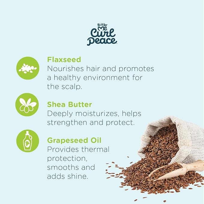 Just For Me Curl Peace Defining Curl & Coil Cream - Holds & Hydrates, Contains Flaxseed, Avocado Oil & Black Castor Oil, No Animal Testing, 12 oz