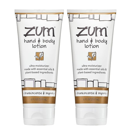 Zum Indigo Wild Hand & Body Lotion - Natural Hand Lotion for Dry Hands - Body Lotion for Women & Men - Body Moisturizers Include Shea Butter - Frankincense & Myrrh Scent - 6 fl oz (2 Pack)
