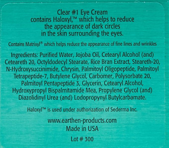 Earthen Clear Eye No.1 with Haloxyl Dark Circle Treatment, 5 Ounce