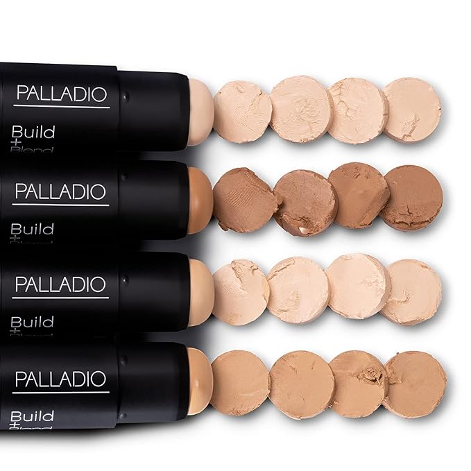 Palladio BUILD + BLEND Foundation Stick, Contour Stick for Face, Professional Makeup for Perfect Look, 0.25 Ounce (Amber Glow)